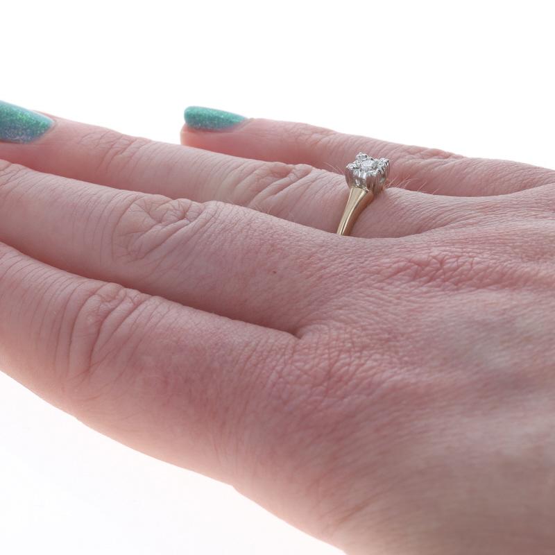 Anillo de compromiso solitario vintage de oro amarillo con diamantes - Promesa redonda 14k Corte redondo en venta