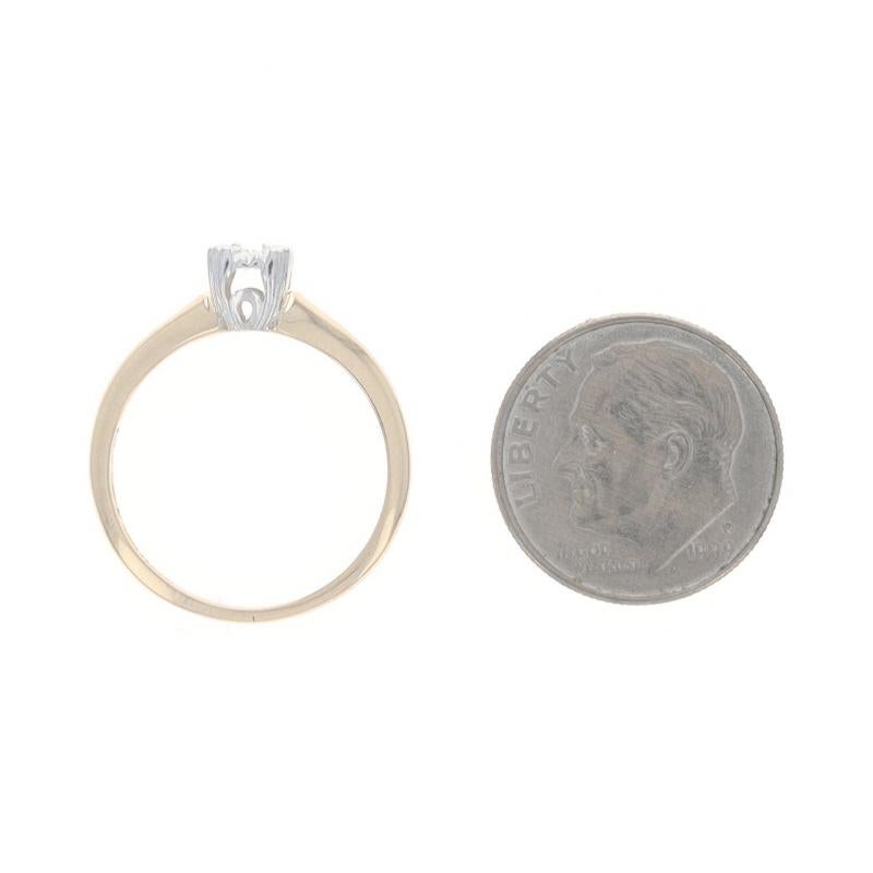 Anillo de compromiso solitario vintage de oro amarillo con diamantes - Promesa redonda 14k en venta 1