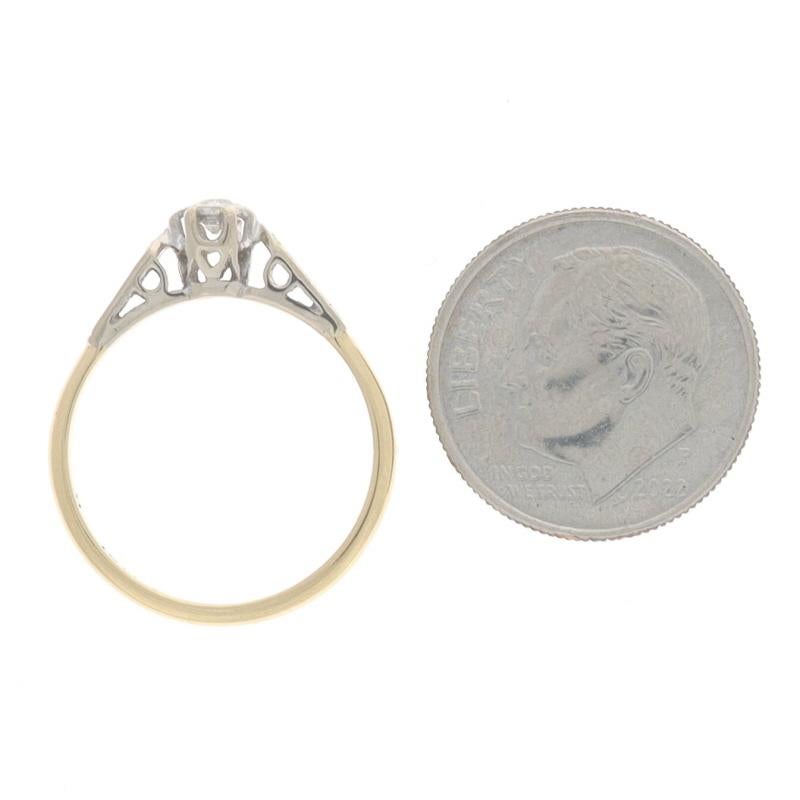 Women's Yellow Gold Diamond Vintage Solitaire Engagement Ring - 18k Mine .10ct Sz 5 1/2 For Sale