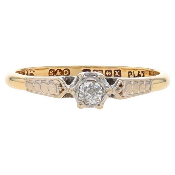 Yellow Gold Diamond Vintage Solitaire Engagement Ring - 18k Mine .10ct Sz 5 1/2