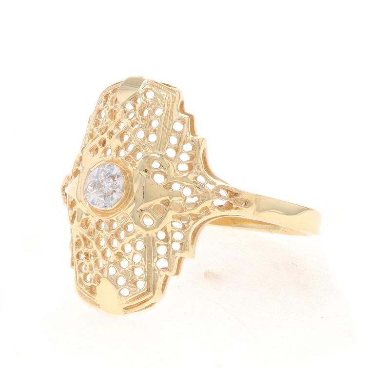 Yellow Gold Diamond Vintage Solitaire Ring 10k Round Brilliant In Excellent Condition For Sale In Greensboro, NC