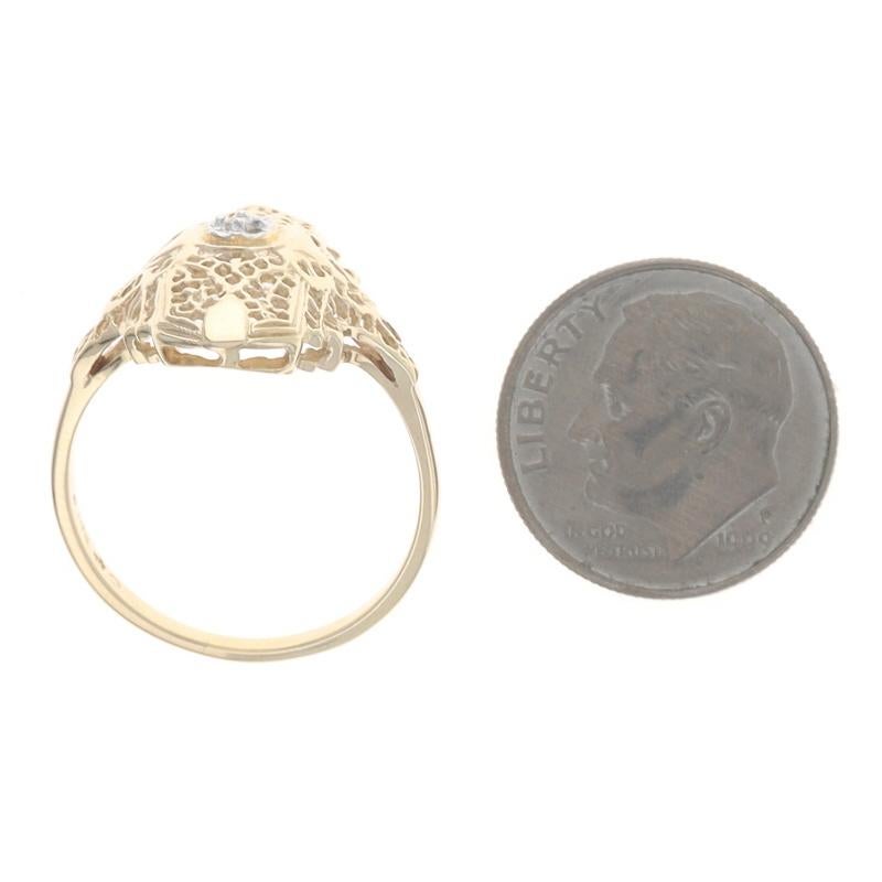 Yellow Gold Diamond Vintage Solitaire Ring 10k Round Brilliant For Sale 1