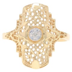 Yellow Gold Diamond Vintage Solitaire Ring 10k Round Brilliant