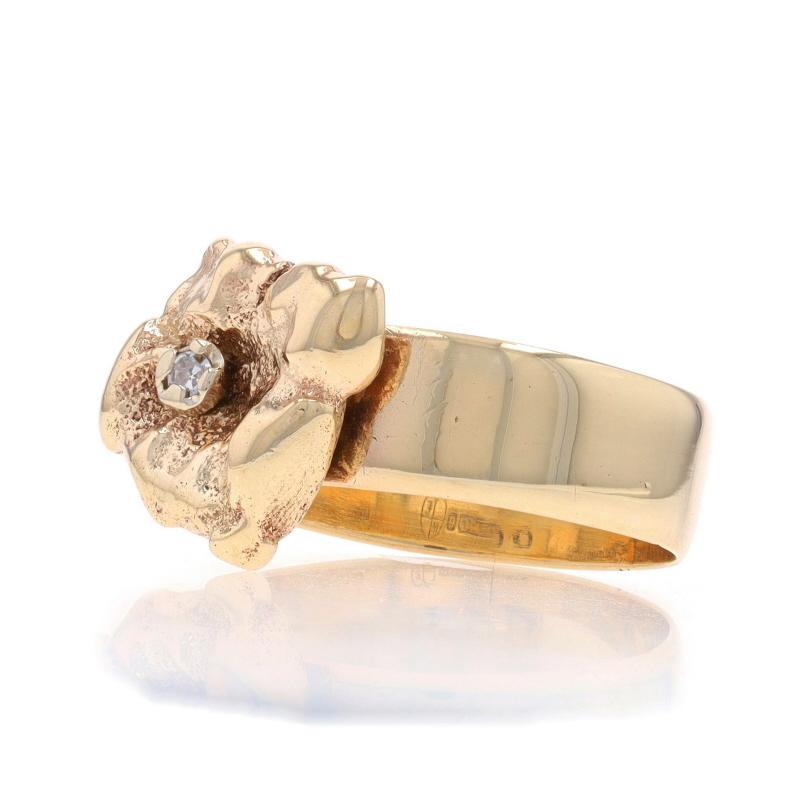 Vintage Solitär-Ring aus Gelbgold mit Diamant im Einzelschliff - 9k Single Cut Blumenblüte im Zustand „Gut“ im Angebot in Greensboro, NC