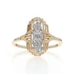 Bague à trois pierres en or jaune avec diamants - 10k Single 3.00