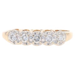 Gelbgold Diamant Vintage Ehering - 14k Runder .20ctw Fünf-Stein-Ring
