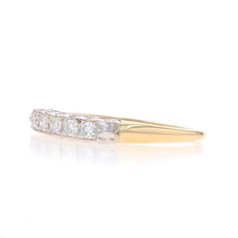 Yellow Gold Diamond Vintage Wedding Band - 14k Single .15ctw Five-Stone Ring In Excellent Condition In Greensboro, NC