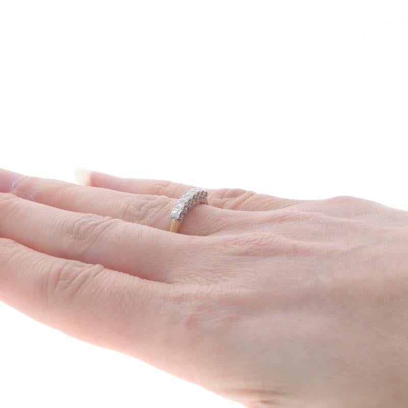 Women's Yellow Gold Diamond Vintage Wedding Band - 14k Single .15ctw Five-Stone Ring