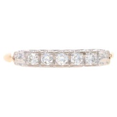 Fede nuziale in oro giallo con diamanti d'epoca - Anello singolo da .15ctw a cinque pietre in 14k
