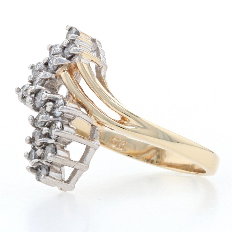 Gelbgold Diamant-Wasserfall-Bypass-Ring, 10k Rundbrillantschliff 0,50ctw (Rundschliff)