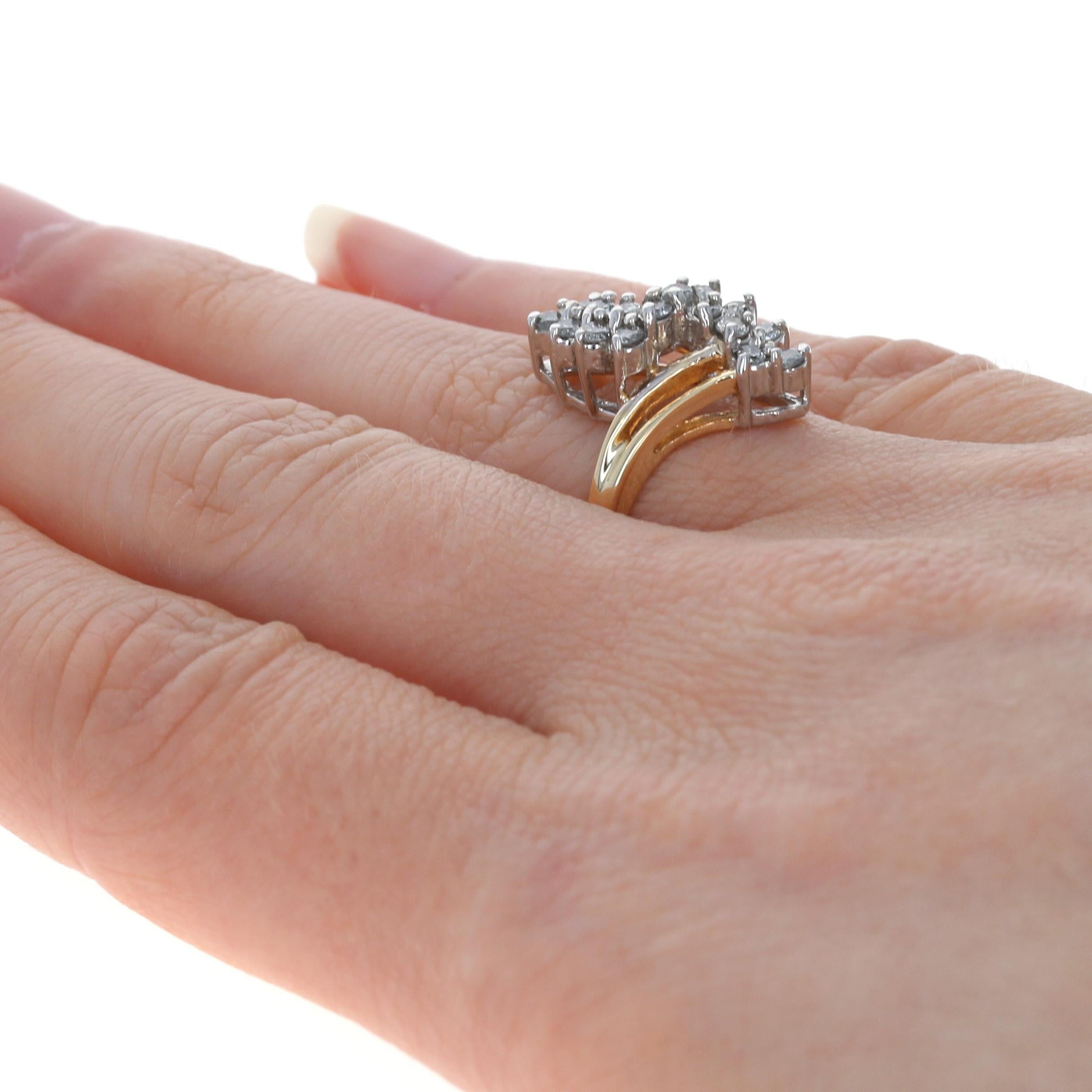 Gelbgold Diamant-Wasserfall-Bypass-Ring, 10k Rundbrillantschliff 0,50ctw im Zustand „Hervorragend“ in Greensboro, NC