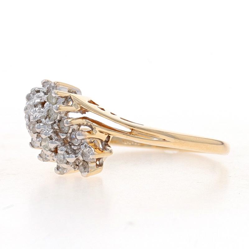 Women's Yellow Gold Diamond Waterfall Cluster Bypass Ring - 10k Single Cut .20ctw For Sale