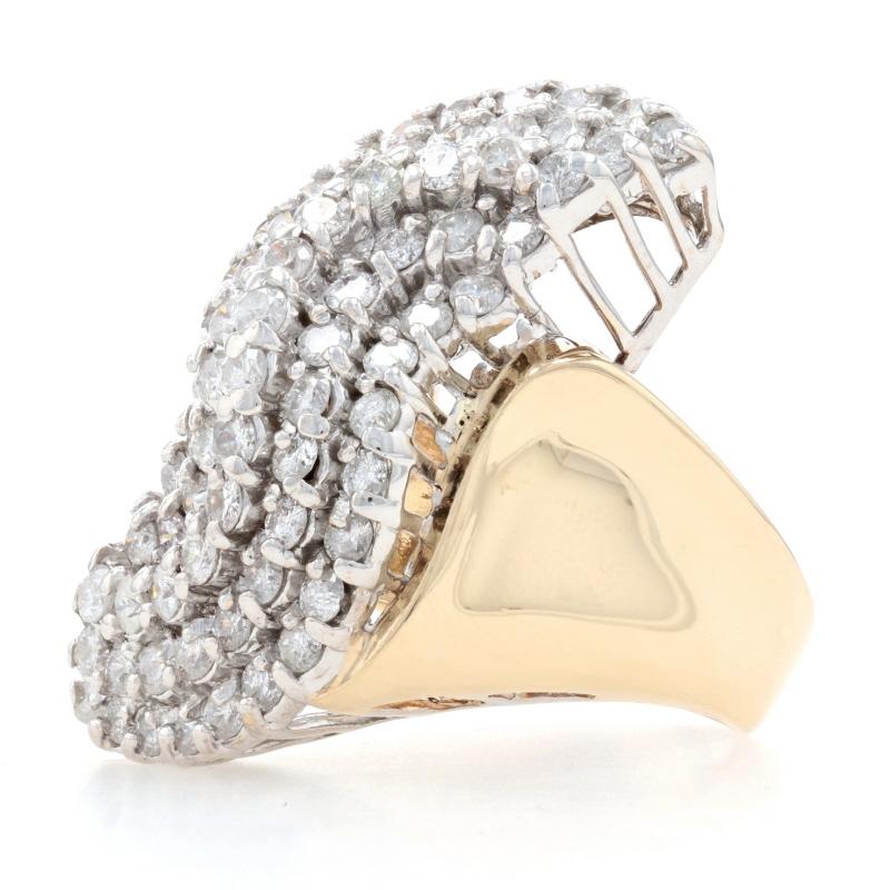 Gelbgold Diamant-Wasserfall-Cluster-Cocktail- Bypass-Ring, 14k rund 3,00ctw (Rundschliff)