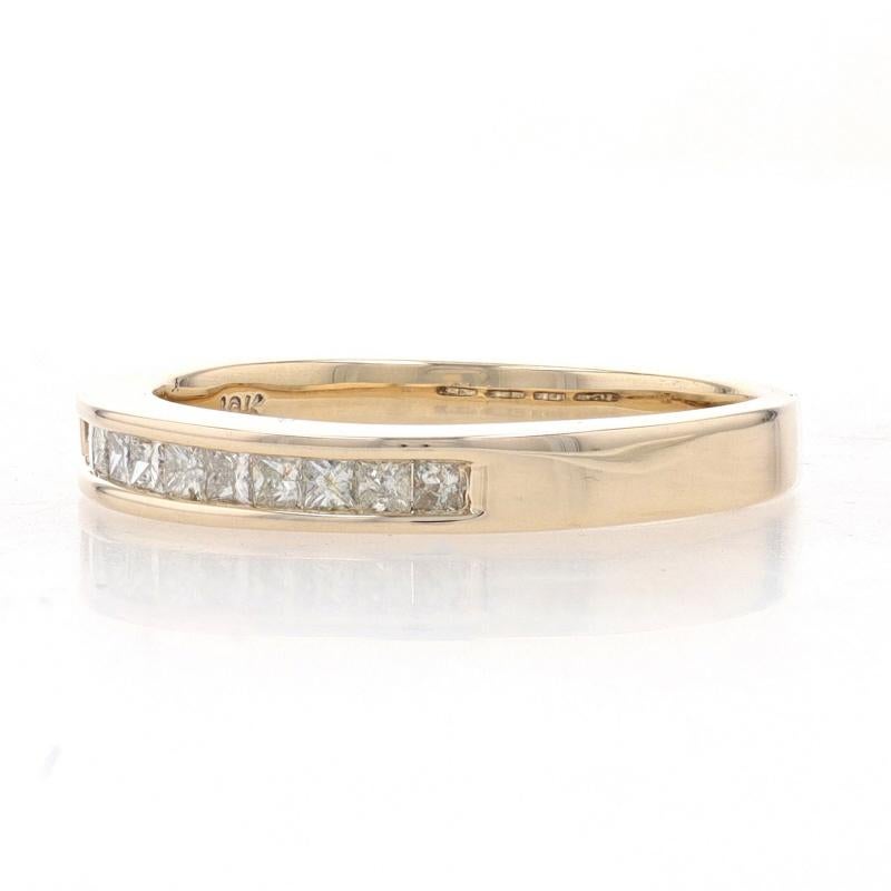 Princess Cut Yellow Gold Diamond Wedding Band - 10k Princess .33ctw Stackable Ring For Sale