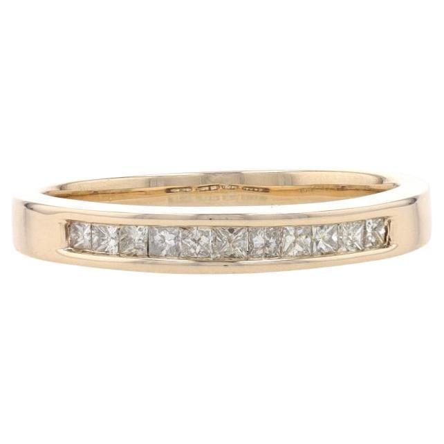 Yellow Gold Diamond Wedding Band - 10k Princess .33ctw Stackable Ring For Sale