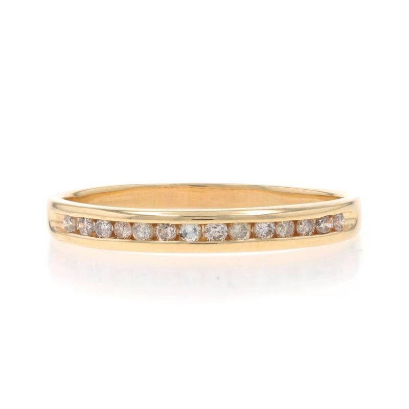 Size: 10 1/4
Sizing Fee: Up 1 size for $30 or Down 1/2 a size for $30

Metal Content: 10k Yellow Gold

Stone Information

Natural Diamonds
Carat(s): 1/4ctw
Cut: Round Brilliant
Color: G - H
Clarity: I1 - I2

Total Carats: 1/4ctw

Style: Wedding Band