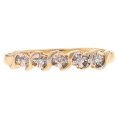 Gelbgold-Diamant-Hochzeitsring - 10k Single Cut Fünf-Stein-Ring
