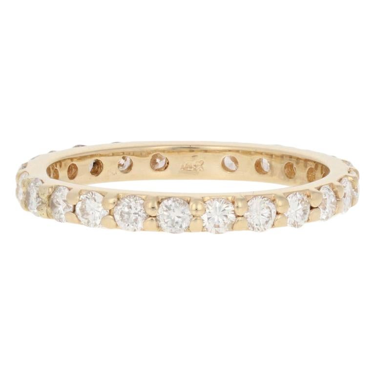 Yellow Gold Diamond Wedding Band 14 Karat Round .95 Carat Eternity Ring