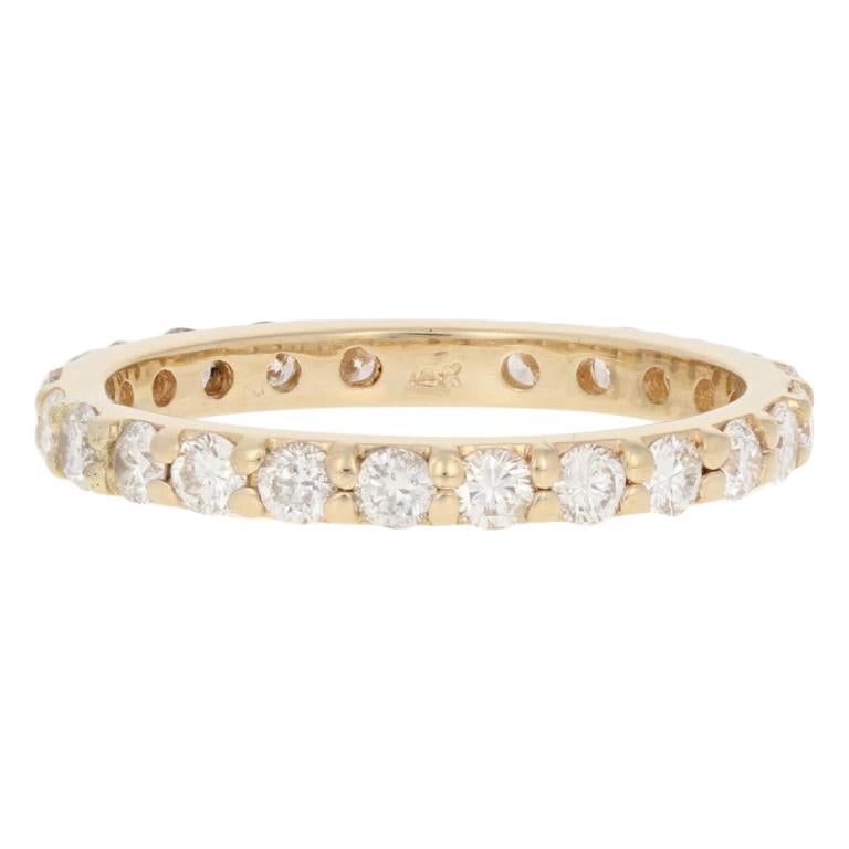 Yellow Gold Diamond Wedding Band 14 Karat Round .95 Carat Eternity Ring ...