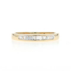 Yellow Gold Diamond Wedding Band - 14k Baguette .15ctw