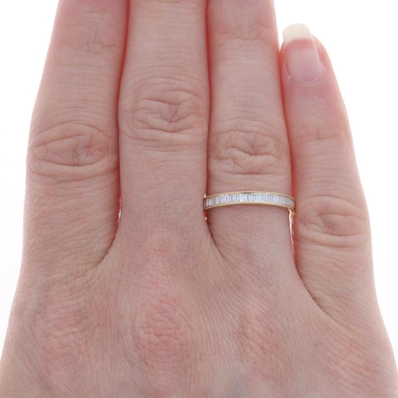 Baguette Cut Yellow Gold Diamond Wedding Band - 14k Baguette .24ctw Milgrain Ring Sz 6 1/2