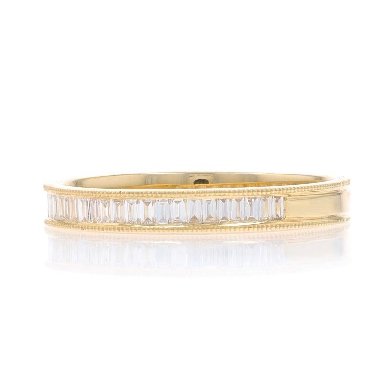 Yellow Gold Diamond Wedding Band - 14k Baguette .24ctw Milgrain Ring Sz 6 1/2 In New Condition In Greensboro, NC