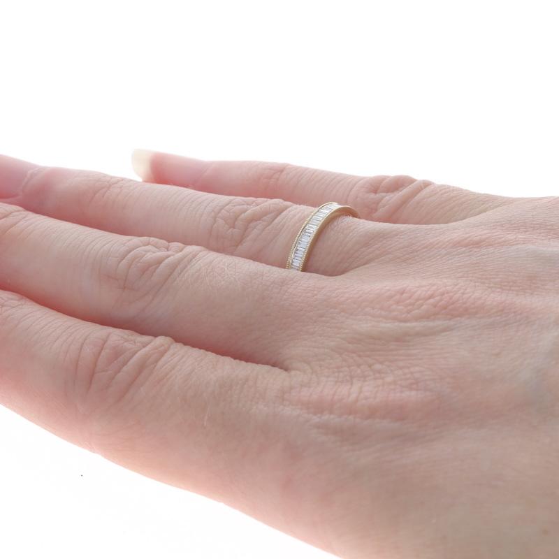 Women's Yellow Gold Diamond Wedding Band - 14k Baguette .24ctw Milgrain Ring Sz 6 1/2