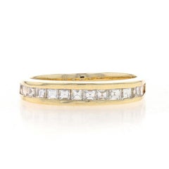 Yellow Gold Diamond Wedding Band - 14k Carre .79ctw Ring
