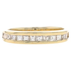 Yellow Gold Diamond Wedding Band - 14k Carre .79ctw Ring