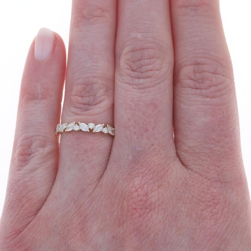 Yellow Gold Diamond Wedding Band 14k Marquise .50ctw Ring (Marquiseschliff) im Angebot