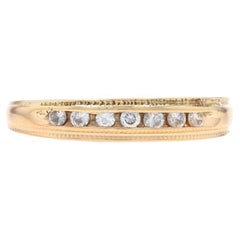 Yellow Gold Diamond Wedding Band - 14k Round .16ctw Milgrain Channel Set Ring