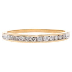 Gelbgold-Diamant-Hochzeitsring - 14k rund .24ctw gezackter Kanalbesetzter Ring
