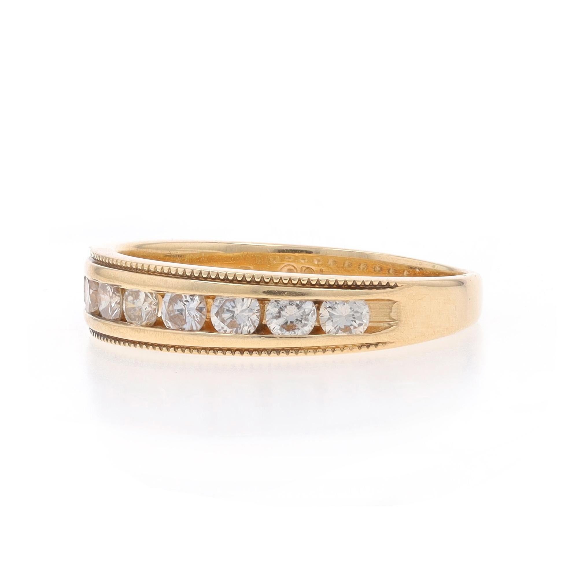 Alliance en or jaune avec diamant - 14k Rond .50ctw Channel Set Milgrain Ring Excellent état - En vente à Greensboro, NC