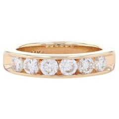 Yellow Gold Diamond Wedding Band - 14k Round .72ctw Channel Set Six-Stone Ring