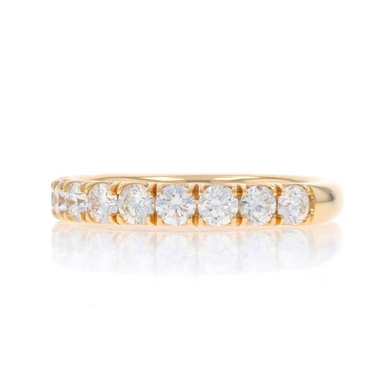 Yellow Gold Diamond Wedding Band - 14k Round Brilliant 1.00ctw French Set Ring In New Condition For Sale In Greensboro, NC