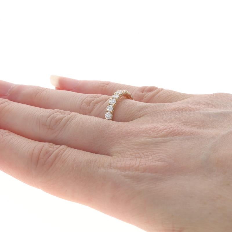 Women's Yellow Gold Diamond Wedding Band - 14k Round Brilliant 1.00ctw French Set Ring For Sale