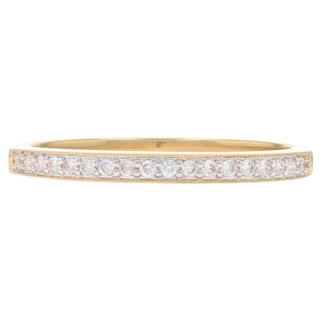 Yellow Gold Diamond Wedding Band - 14k Round Brilliant .12ctw Ring For Sale