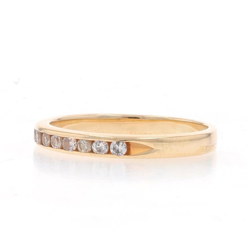 Round Cut Yellow Gold Diamond Wedding Band - 14k Round Brilliant .20ctw Channel Set Ring For Sale