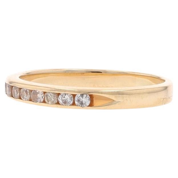Yellow Gold Diamond Wedding Band - 14k Round Brilliant .20ctw Channel Set Ring For Sale