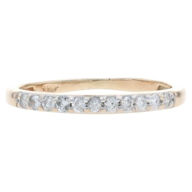 Alianza de oro amarillo con diamantes - Anillo 14k brillante redondo .20ctw