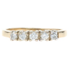 Yellow Gold Diamond Wedding Band - 14k Round Brilliant .25ctw Five-Stone Ring