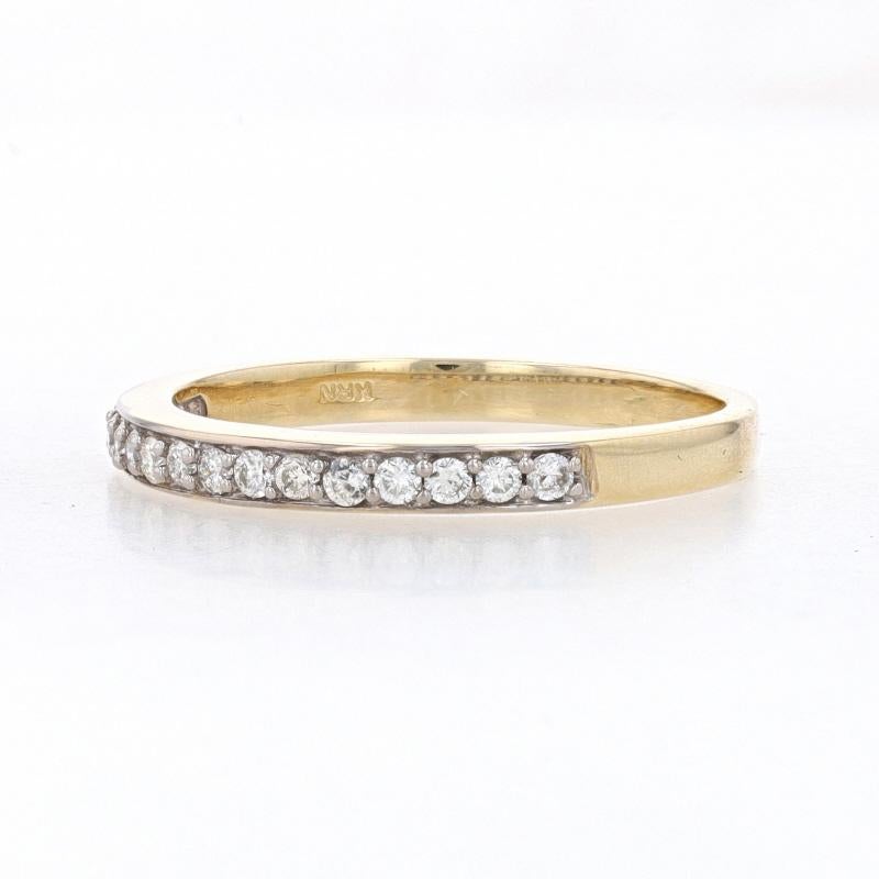 Round Cut Yellow Gold Diamond Wedding Band - 14k Round Brilliant .32ctw Stackable Ring For Sale