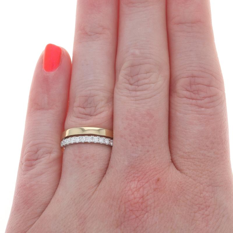 Gelbgold Diamant Hochzeit Band 14k Runde Brillant .38ctw gestapelt Ring (Rundschliff) im Angebot
