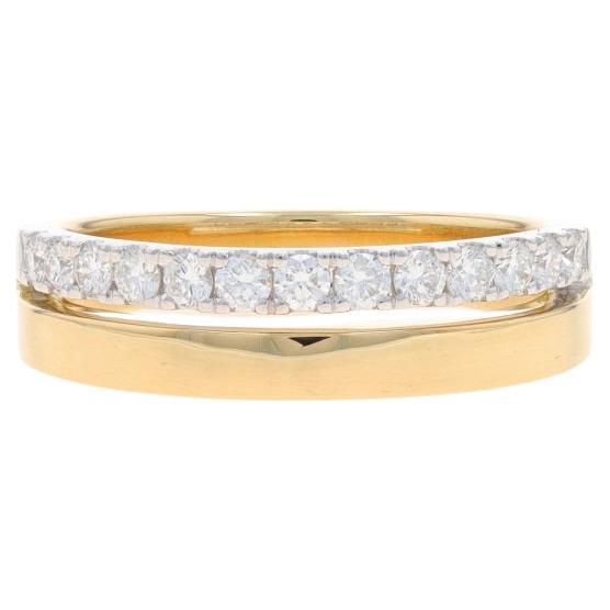 Gelbgold Diamant Hochzeit Band 14k Runde Brillant .38ctw gestapelt Ring im Angebot