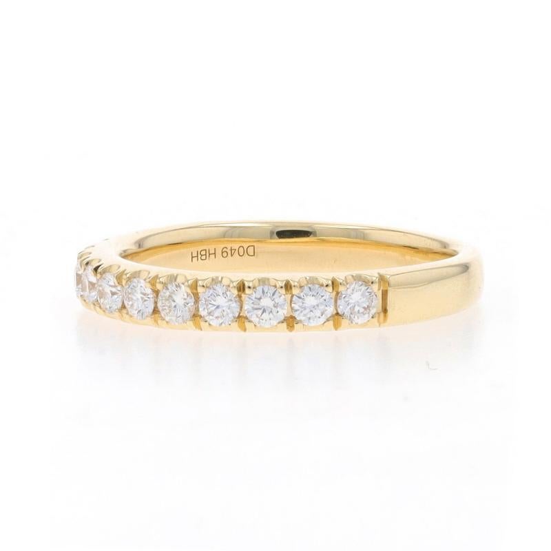 Yellow Gold Diamond Wedding Band - 14k Round Brilliant .49ctw French Set Ring In New Condition For Sale In Greensboro, NC