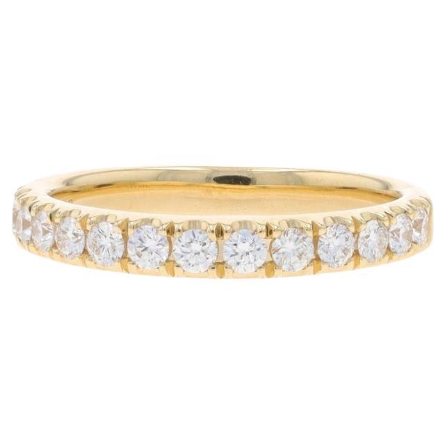 Yellow Gold Diamond Wedding Band - 14k Round Brilliant .49ctw French Set Ring For Sale