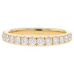 Gelbgold Diamant Hochzeit Band - 14k Runde Brillant .49ctw Französisch Set Ring