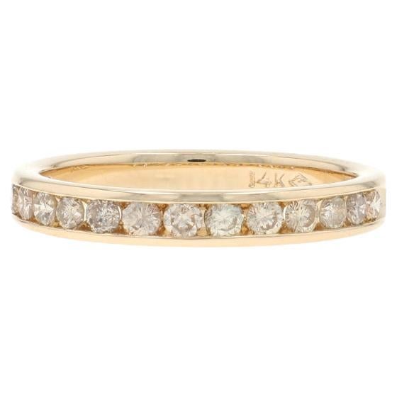Yellow Gold Diamond Wedding Band - 14k Round Brilliant .50ctw Channel Set Ring For Sale