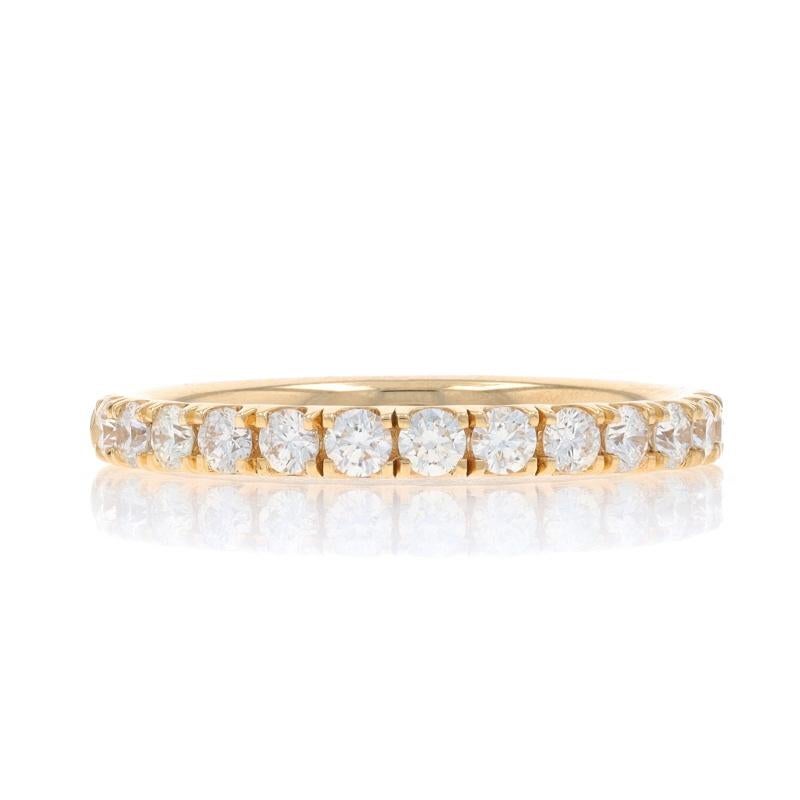 Size: 6 1/2

Note: Please contact us for a resizing quote.

Metal Content: 14k Yellow Gold

Stone Information

Natural Diamonds
Carat(s): .50ctw
Cut: Round Brilliant
Color: G - H
Clarity: VS2 - SI1

Total Carats: .50ctw

Style: Wedding Band with