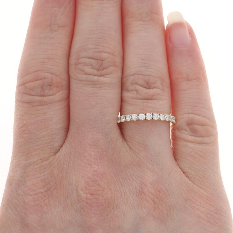 Round Cut Yellow Gold Diamond Wedding Band - 14k Round Brilliant .50ctw French Set Ring For Sale